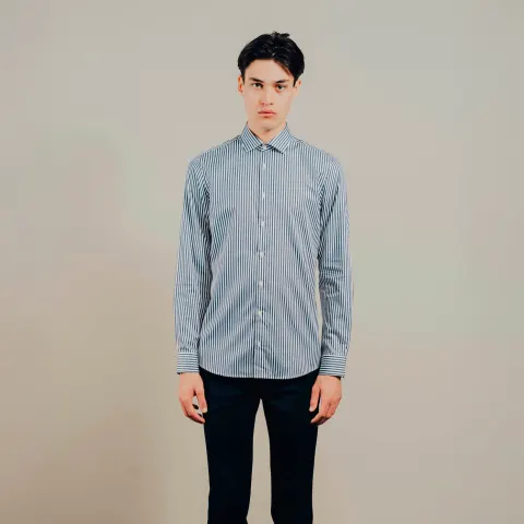 Gnious Curtis Stripe LS Shirt – Blå — produktfoto