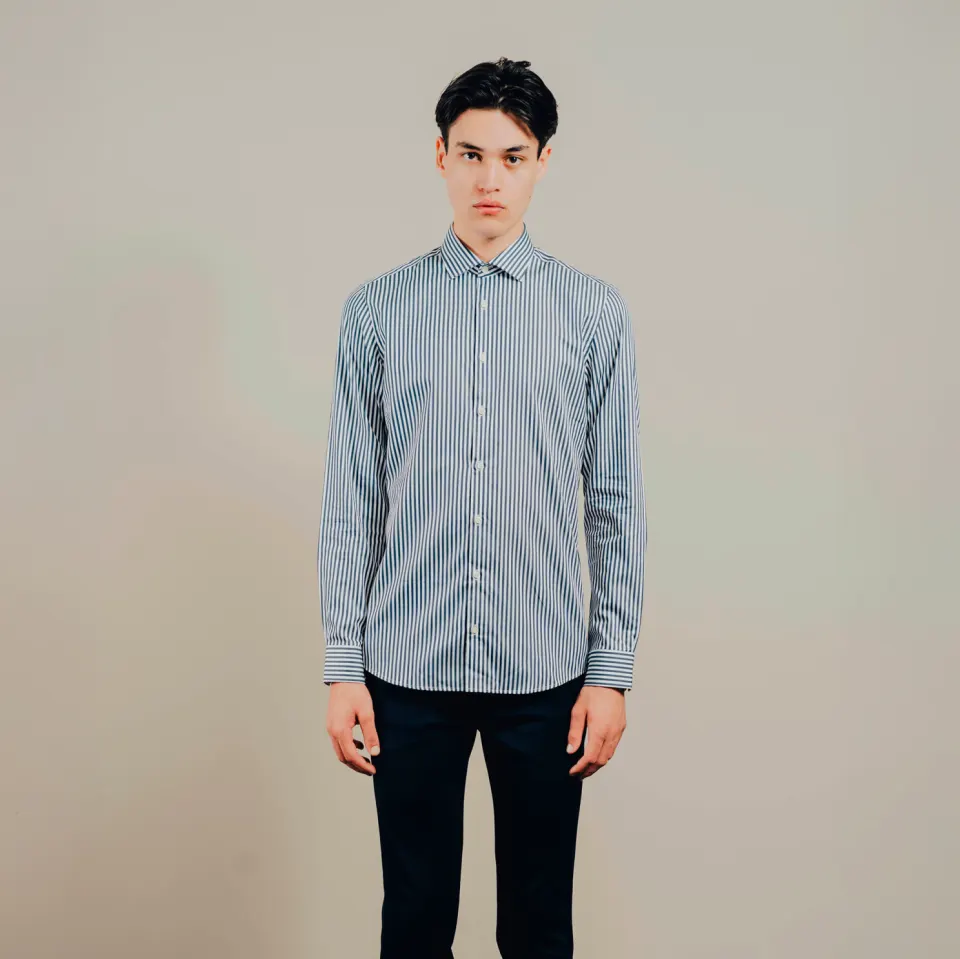 Gnious Curtis Stripe LS Shirt – Blå — produktfoto