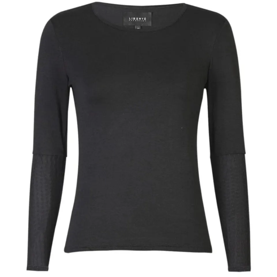 Liberté bluse ISA – BLACK WAVY LINES — produktfoto