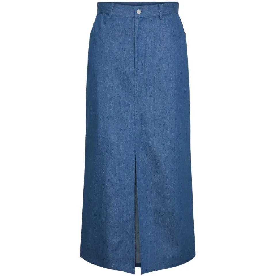 Pieces nederdel Pcasta – Medium blue denim — produktfoto