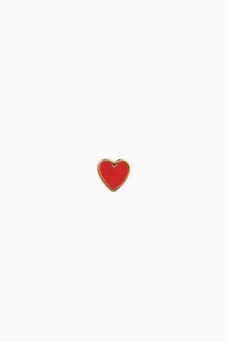 STINE A Petit Love Heart Red Coral Enamel – guld — produktfoto