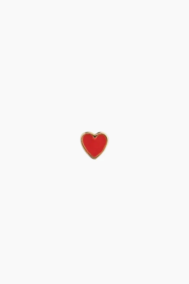 STINE A Petit Love Heart Red Coral Enamel – guld — produktfoto