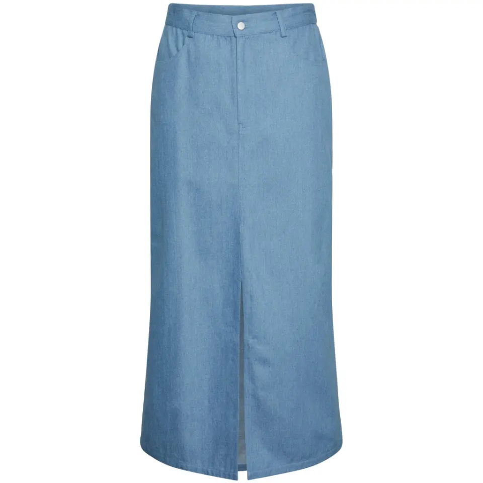 Pieces nederdel Pcasta – Light Blue Denim — produktfoto