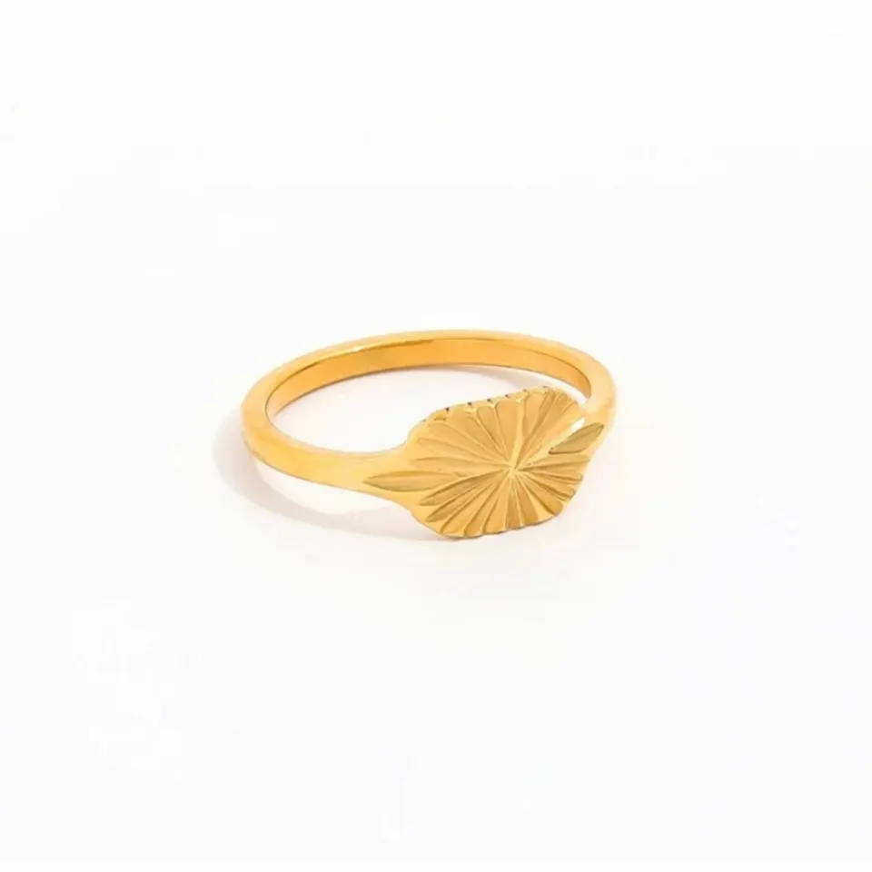 muun STUDIOS Sun signet Retangle Ring 18K Guldbelagt R060 – Guld — produktfoto