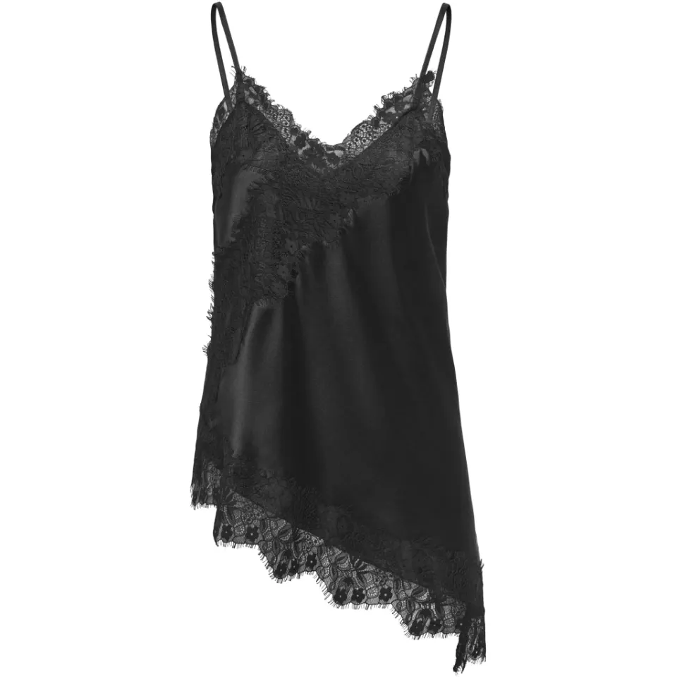 ONLY Onlindona asymmetrisk top med tynde stropper – sort — produktfoto