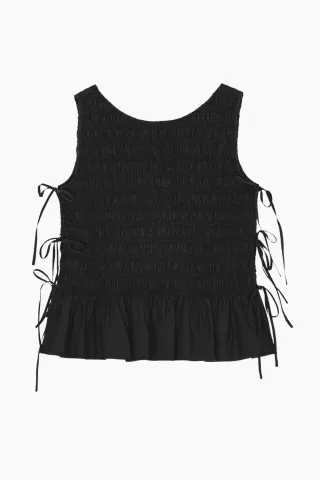 GANNI Cotton Poplin Smock Tie String W0565 – sort — produktfoto
