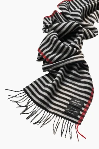 Mads Nørgaard Premium Ellen Scarf – Black/White — produktfoto