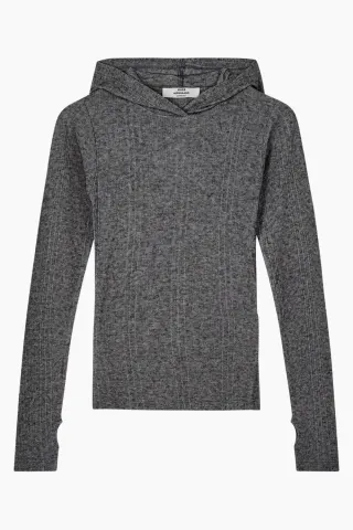 Mads Nørgaard Point Wool Tutti Hood – Dark Grey Melange — produktfoto