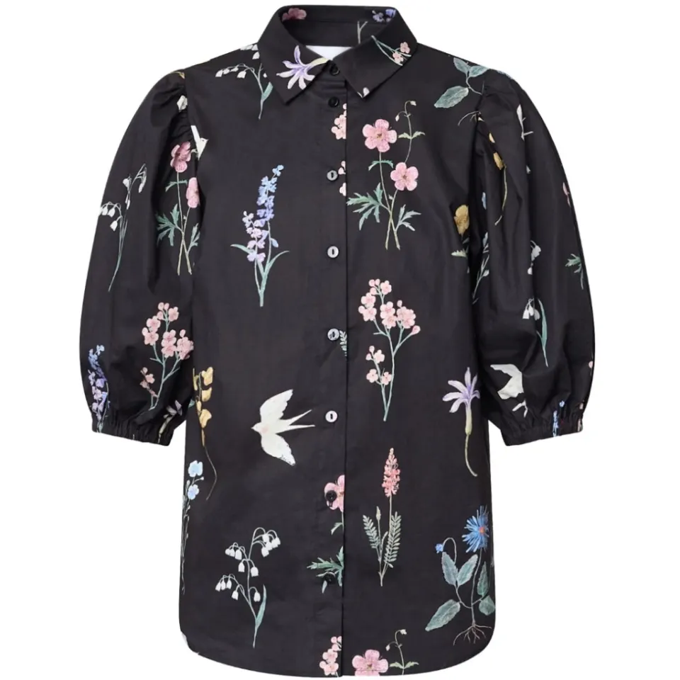Sisters Point skjorte Ella – Black Wild Flower — produktfoto