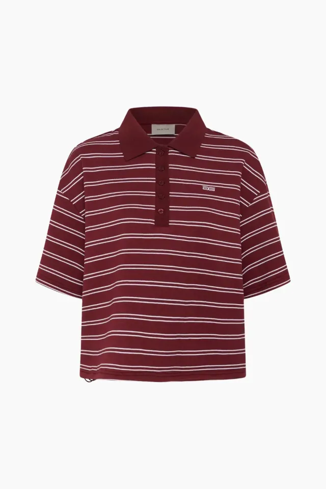 Gestuz GZpilova Polo Tee – Cabernet Striped — produktfoto
