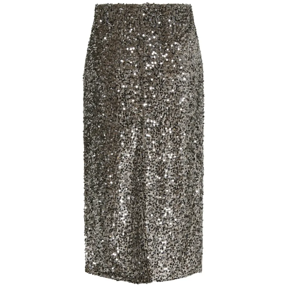 Pieces nederdel Pckam – Morel Silver sequins — produktfoto