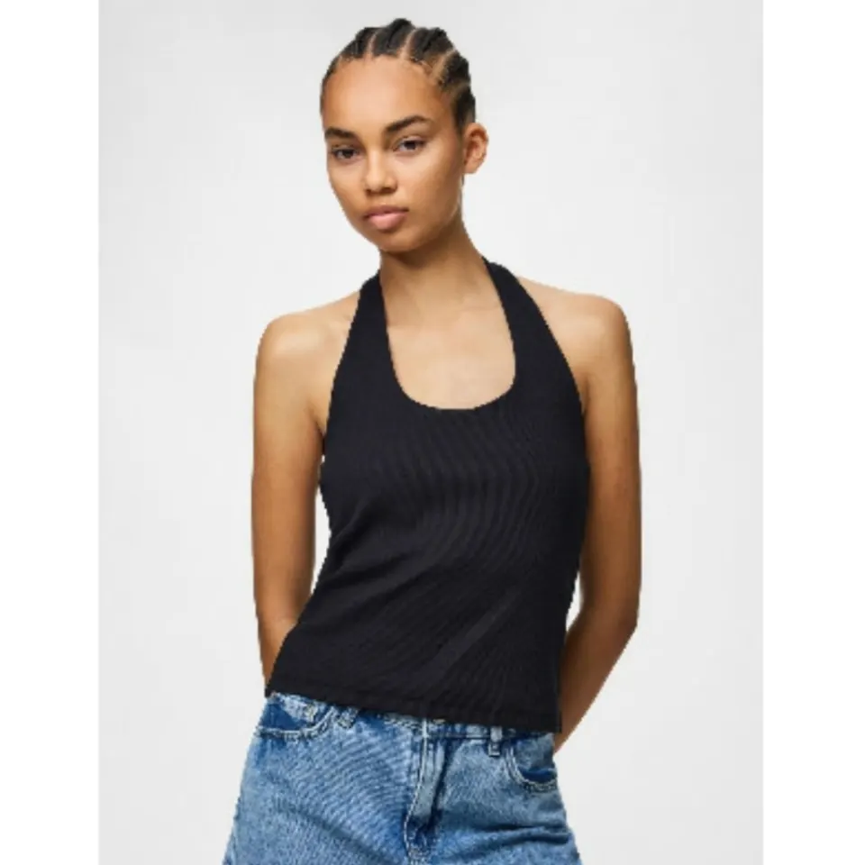 Pieces top Pcmay med halterneck – sort — produktfoto