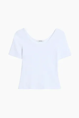 Holzweiler Rib Open Neck Tee – hvid — produktfoto