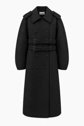 GANNI Splittable Wool Trench Coat – sort — produktfoto