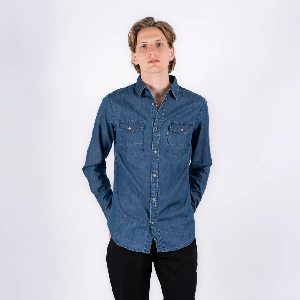 Marcus MAhugh LS Noos – blå denim — produktfoto