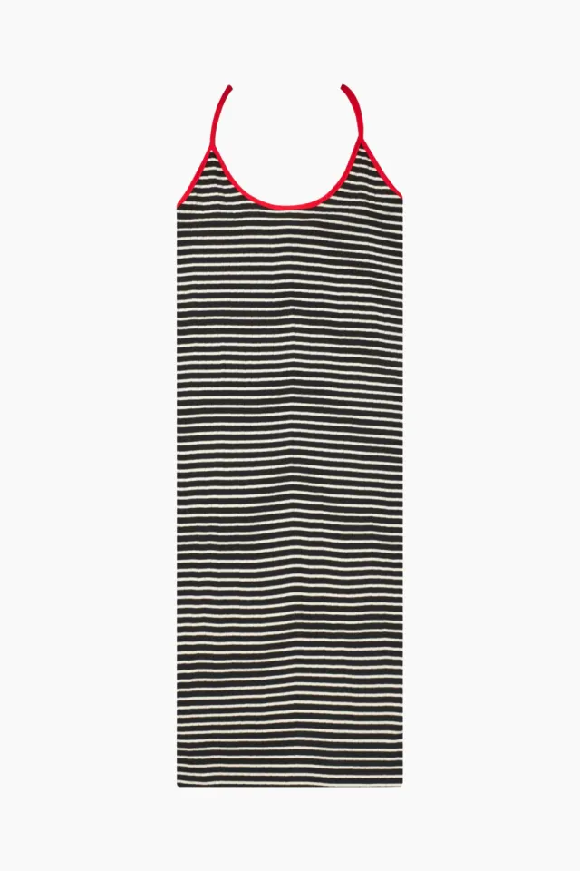 Nørgaard på Strøget NPS Strap Dress Mini NPS Stripe – Black/Ecru/Red — produktfoto