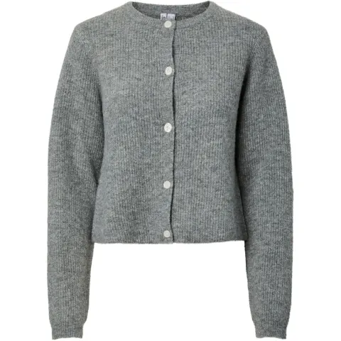 Pieces cardigan Pcsilly med knaplukning – Medium grey melange — produktfoto