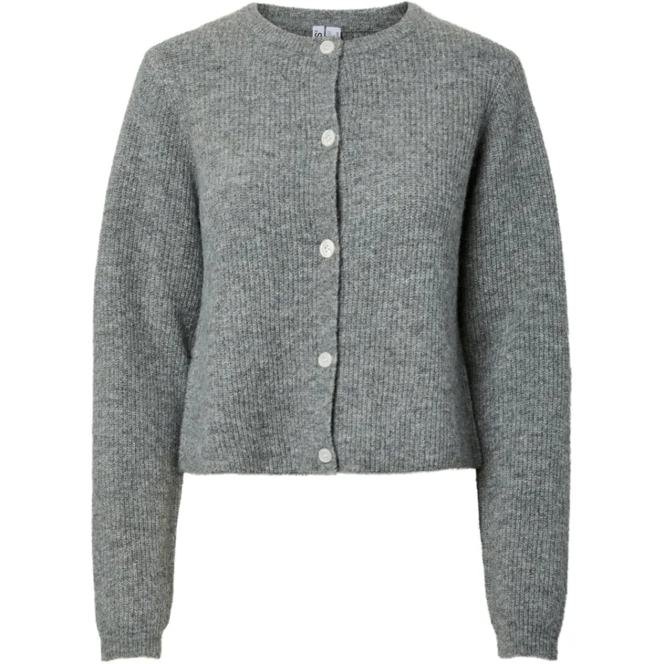 Pieces cardigan Pcsilly med knaplukning – Medium grey melange — produktfoto