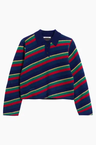 Holzweiler Nova Jacquard Polo Sweater – Red Mix — produktfoto
