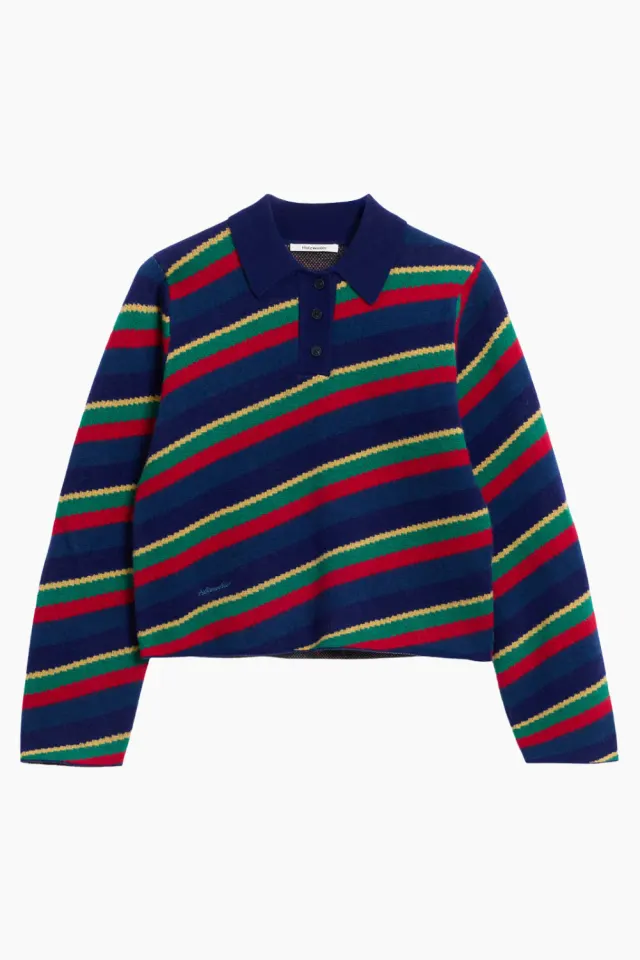 Holzweiler Nova Jacquard Polo Sweater – Red Mix — produktfoto