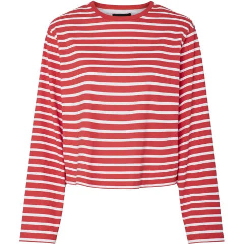 Pieces bluse Pcfiona – High Risk Red Bright White — produktfoto