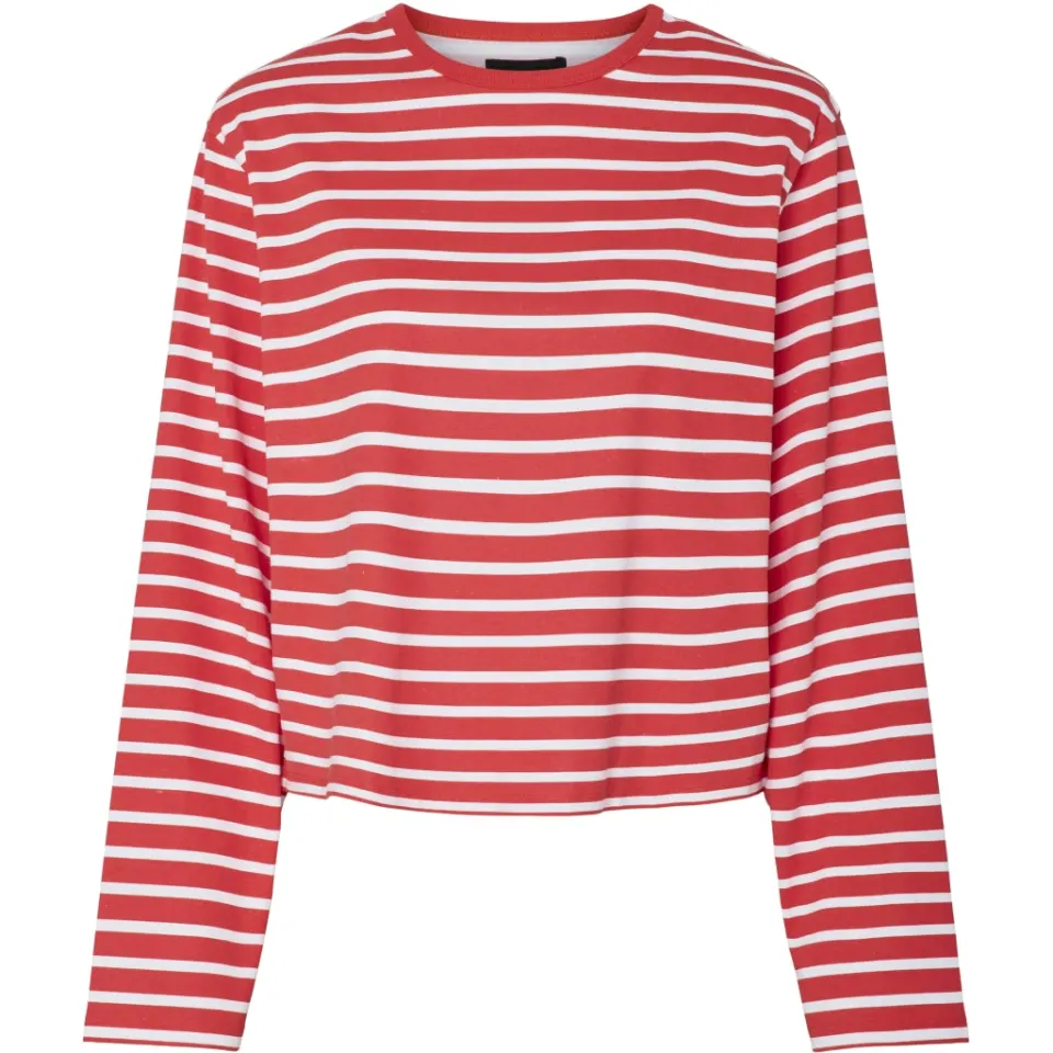 Pieces bluse Pcfiona – High Risk Red Bright White — produktfoto