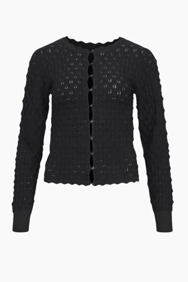.Object Objsolejma RE L/S Cardigan 135 - Black – Object — produktfoto