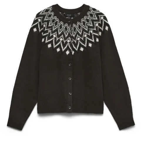 Vero Moda cardigan Vmkarla – Chocolate Torte MELANGE W. BLACK + BIRCH — produktfoto