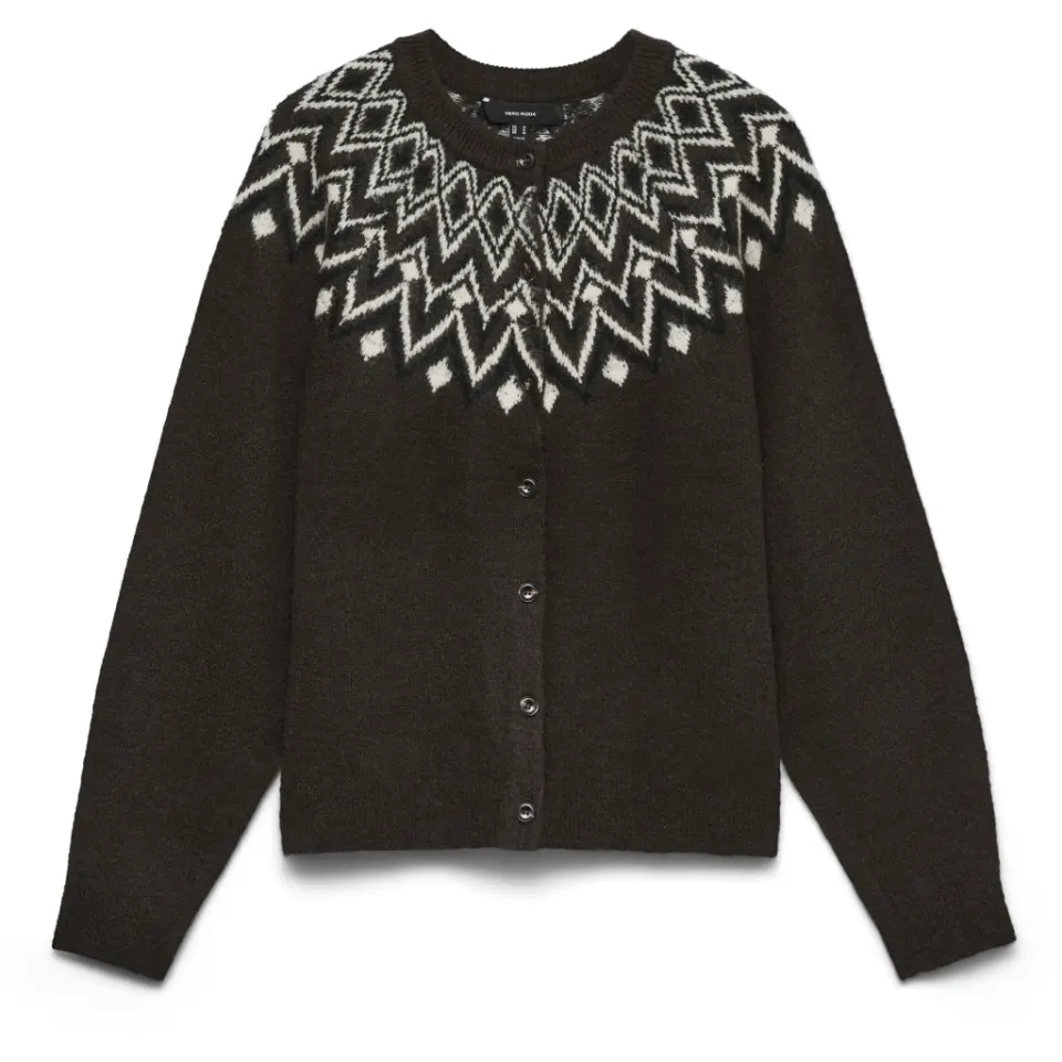 Vero Moda cardigan Vmkarla – Chocolate Torte MELANGE W. BLACK + BIRCH — produktfoto