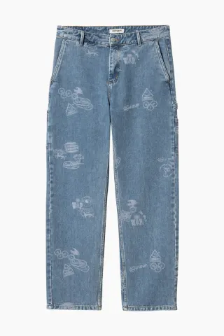 Carhartt W' Stamp Pants - Stamp Print Blue Bleached – Carhartt WIP — produktfoto