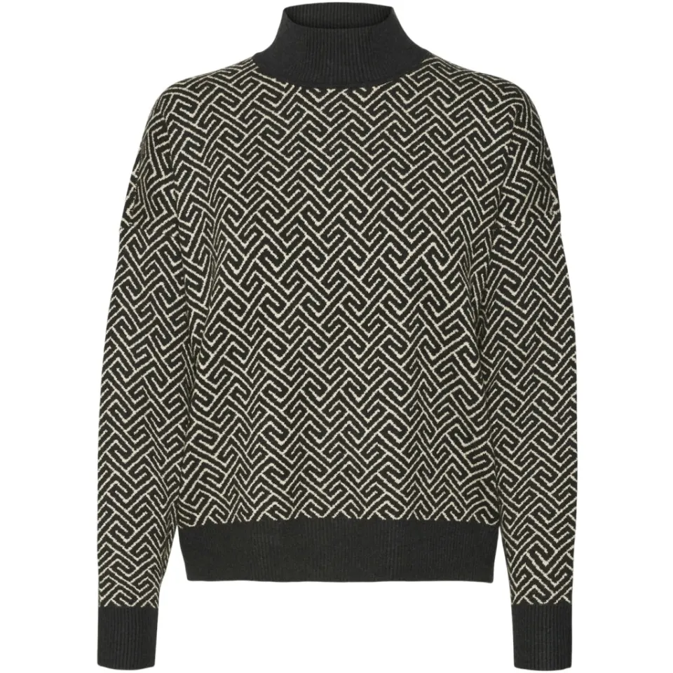 Pieces pullover Vmaria – black birch grafic print — produktfoto