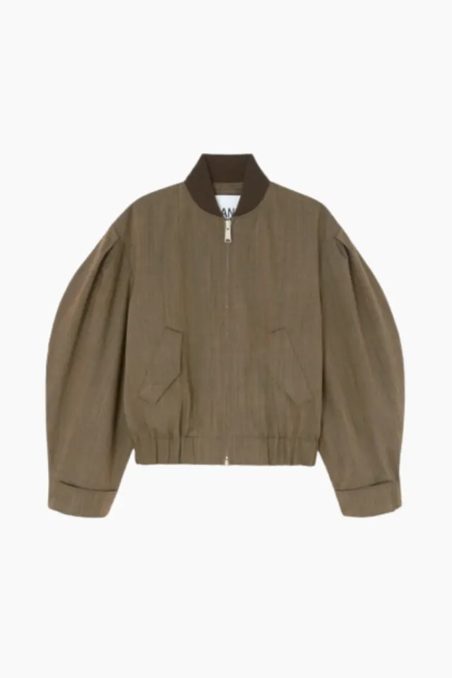 GANNI Light Wool Melange Bomber Jacket A1010215 – ZXZ Canteen — produktfoto