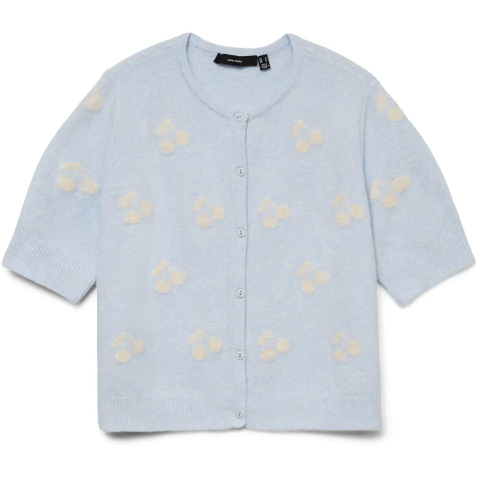 Vero Moda Cardigan VMDoffy – Cashmere Blue W. WHITE CHERRIES — produktfoto