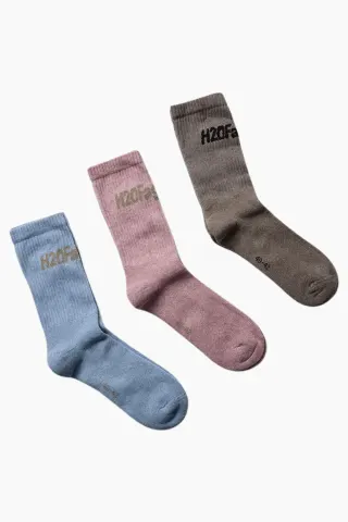 H2O Fagerholt Suck Socks 3 Pack – Brown/Light Pink/Light Blue — produktfoto