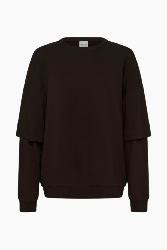 Gestuz GZgilsa Layered Sweatshirt – Ganache — produktfoto