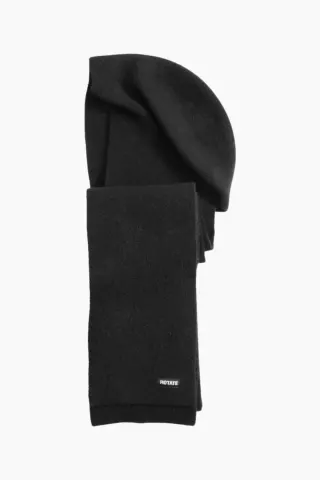 Rotate Knit Hood Scarf – sort — produktfoto