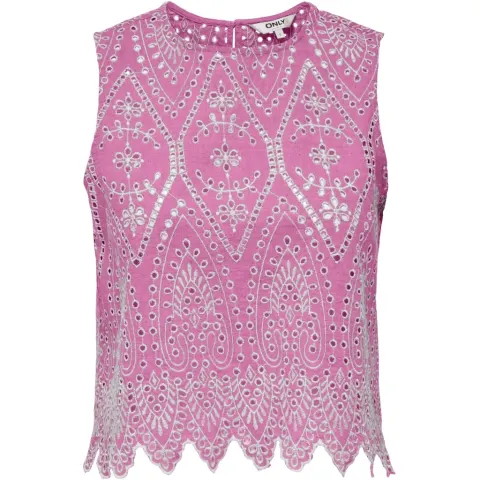 ONLY top Onltulum – Fuchsia Pink BRIGHT WHITE EMB. — produktfoto