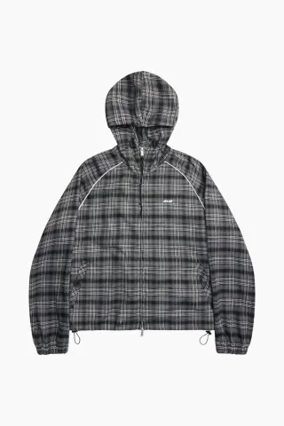 ALIS Orby Hooded Jacket – Grey/Black Tartan — produktfoto