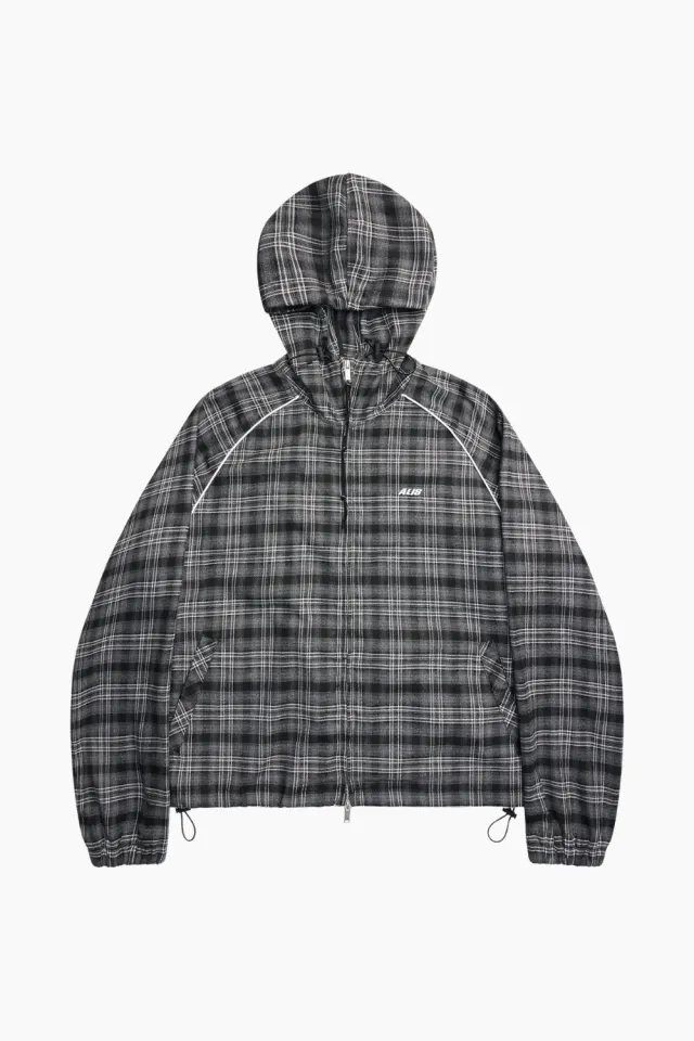 ALIS Orby Hooded Jacket – Grey/Black Tartan — produktfoto