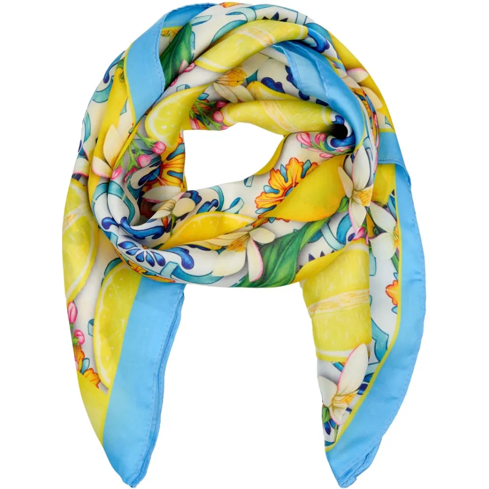 Marta du Château tørklæde MdcJuline FA-Scarf – Blue/Yellow3926 — produktfoto