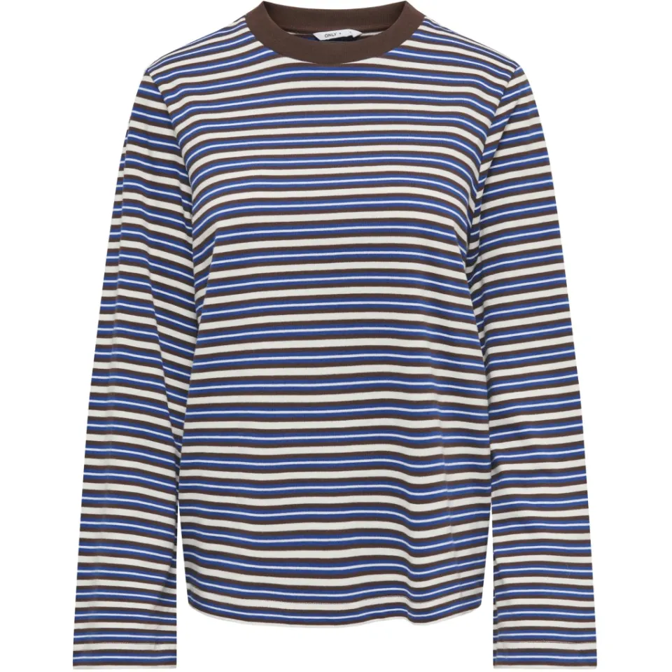 ONLY bluse Pglisa – Cloud Dancer CHICORY COFFEE/SODALITE BLUE STRIPE — produktfoto