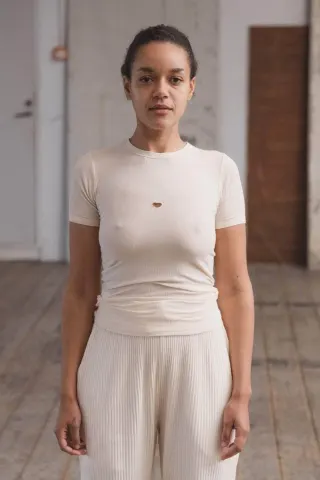 Baserange Heart Short Sleeve Cotton Rib – Undyed — produktfoto
