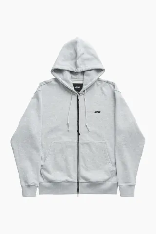 ALIS Aaron Hoodie W/ Zipper & Logo – Grey Melange — produktfoto