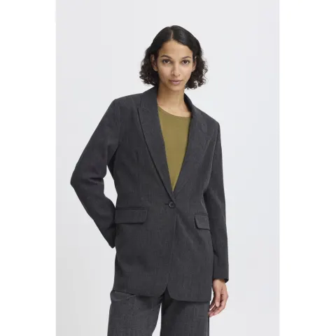 b.young blazer Bydanta med lukning med én knap – Black Melange — produktfoto