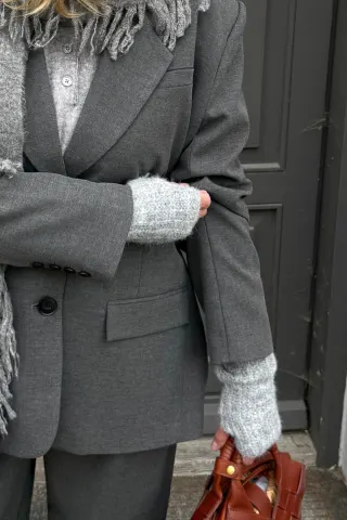 .Object Objmilu Fingerless Gloves Knit 135 - Light Grey Melange – Object — produktfoto