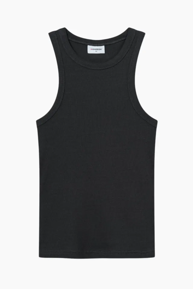 bareen Rib Tank Top – Vintage Black — produktfoto