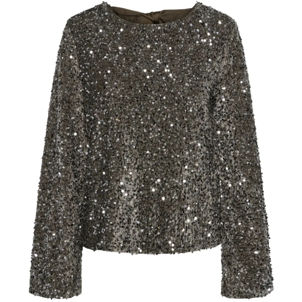 Pieces bluse Pckam – Morel Silver sequins — produktfoto