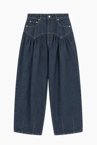 GANNI Slub Denim Corset Jeans – Rinse — produktfoto
