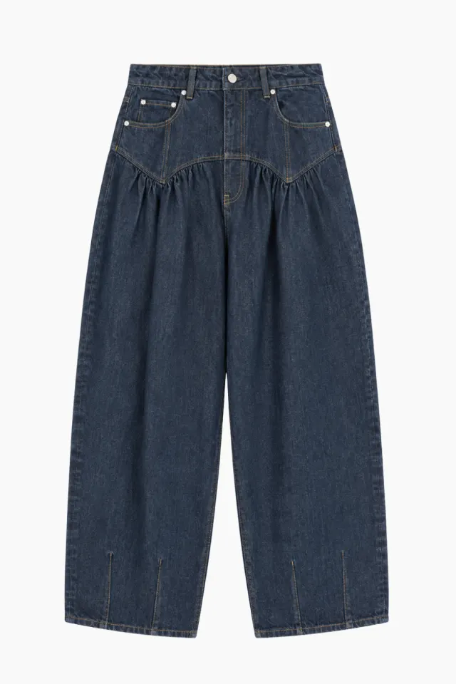 GANNI Slub Denim Corset Jeans – Rinse — produktfoto