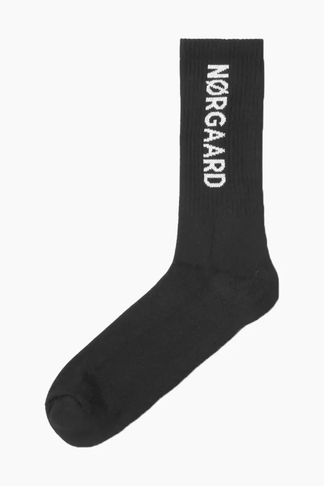 Mads Nørgaard Cotton Tennis MN Classic Sock – sort — produktfoto